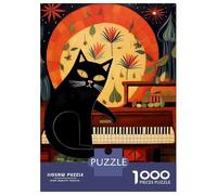 Puzzle De 1000 Pièces pour Adolescents Black Cat Play The Piano Puzzle pour Adultes, Jouet, Décoration Murale, pour S'amuser en Famille, Jeu Stimulant, Cadeaux 70x50cm/1000pcs