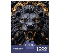 Puzzle De 1000 Pièces pour Adolescents Black Golden Lion Roar Puzzle Casse-tête Jeu De Réflexion Améliore La Mémoire Difficile Et Stimulant 38x26cm/1000pcs