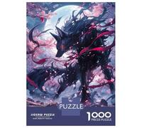 Puzzle De 1000 Pièces pour Adolescents Black Kitsune Sakura Puzzles pour Adultes, Jeu Familial Difficile, Défi Idéal comme Cadeau 70x50cm/1000pcs