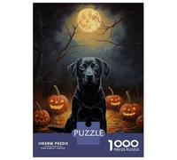 Puzzle De 1000 Pièces pour Adolescents Black Lab Halloween Puzzle Adulte Jeu Familial Analyse Et Logique Cadeaux d'anniversaire Et Cadeaux Uniques 52x38cm/1000pcs