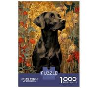 Puzzle De 1000 Pièces Pour Adolescents Black Labrador Portrait in Floral Setting Puzzles Pour Adultes, Jouets Anti-stress, Améliorent La Mémoire, Cadeaux D'anniversaire Et De Noël Uniques 38x26cm/1000