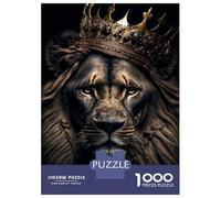 Puzzle De 1000 Pièces pour Adolescents Black Lion King on Gold Puzzles pour Adultes, Jeux De Détente, Assemblage De Motifs, Activités Amusantes À La Maison, 38x26cm/1000pcs