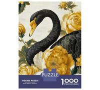 Puzzle De 1000 Pièces pour Adolescents Black Swan and Golden Flowers Puzzle Anti-Stress, Amusant Et Original, Cadeau Unique pour Un Anniversaire Ou Noël 52x38cm/1000pcs