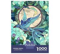 Puzzle De 1000 Pièces pour Adolescents Blue Bird Flying in Front of Moon Puzzle pour Adultes, Jouet Anti-Stress, Modèle À Assembler, Idéal comme Cadeau 38x26cm/1000pcs
