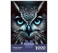 Puzzle De 1000 Pièces pour Adolescents Blue-Eyed Owl Portrait Puzzle Adulte Jeu Manuel D'assemblage De Motifs Idéal comme Cadeau 38x26cm/1000pcs