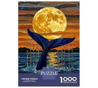 Puzzle De 1000 Pièces pour Adolescents Blue Whale Tail Stained Glass Puzzle pour Adultes - Jouet Anti-Stress - Améliore La Mémoire - Défi Éducatif 70x50cm/1000pcs