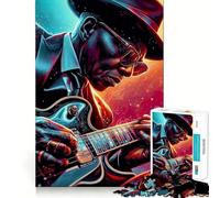 Puzzle de 1000 pièces pour Adolescents Bluesman à la Guitare,Motif Bords Nets,Jeu de logique,Moment de détente et de Divertissement,Cadeau Artistique de Noël (38x26cm)