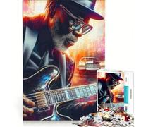 Puzzle de 1000 pièces pour Adolescents Bluesman in The City, Jeu Impossible, Cadeau d'anniversaire, avec Poster et Feuille de Questions Assortis 38x52cm