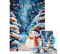 Puzzle de 1000 pièces pour Adolescents Bonhomme de Neige dans Une forêt hivernale illuminée Puzzle pour Adultes Jouet à Monter soi-même Passe-Temps Original Cadeau d'anniversaire Unique (50x75cm)