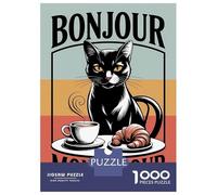 Puzzle De 1000 Pièces pour Adolescents Bonjour Mon Amour Black Cat Coffee Puzzles pour Adultes - Défi Difficile - Activités Amusantes À La Maison pour Les Jeux 52x38cm/1000pcs