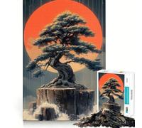 Puzzle de 1000 pièces pour Adolescents Bonsaï sous la Lune Rouge,Paysage Japonais,Assemblage Lisse,Jeu de réflexion Amusant,Cadeau Relaxant,activité de Loisirs pour Noël (50x75cm)