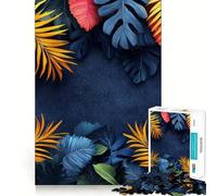 Puzzle de 1000 pièces pour Adolescents, Bordure de Feuilles Tropicales, Jeu aux Bords Nets, Jouet cognitif, Jeu d'inactivité, décoration de Noël (38x26cm)