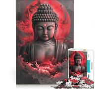 Puzzle de 1000 pièces pour Adolescents Bouddha dans Les Nuages Rouges, Jeu à Monter soi-même, activité Parent-Enfant, Cadeau d'anniversaire Original 38x26cm