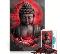 Puzzle de 1000 pièces pour Adolescents,Bouddha dans Les Nuages Rouges,Jeu aux Bords Nets,Casse-tête cognitif,Jeu d'inactivité,décoration de Noël,Cadeau (38x26cm)