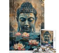 Puzzle de 1000 pièces pour Adolescents Bouddha et Fleurs de Lotus Jeu Pratique pour Passer Le Temps à la Maison décoration Murale ou de Bureau (38x52cm)