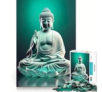 Puzzle de 1000 pièces pour Adolescents Bouddha,Feuille de Lotus,Cristal Jeu d'adresse et de réflexion Loisirs et Divertissement Décoration de Noël pour la Maison (38x52cm)