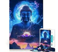 Puzzle de 1000 pièces pour Adolescents Bouddha Lotus Découpe précise Art Jeu cognitif Cadeau Temps de Jeu Calme Décoration de Noël (50x75cm)