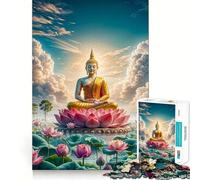 Puzzle de 1000 pièces pour Adolescents,Bouddha,Lotus,Méditation,Jeu de Concentration,Loisirs,Décoration Murale de Noël (38x26cm)