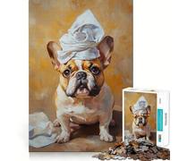 Puzzle de 1000 pièces pour Adolescents Bouledogue dans Une Serviette Jeu cognitif et Artistique aux détails précis Cadeau pour des Moments de détente et de Lecture Décoration de Noël (50x75cm)
