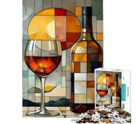 Puzzle de 1000 pièces pour Adolescents Bouteille et Verre de vin Activités ludiques à la Maison Jeu éducatif d'assemblage de Motifs pour Les 14 Ans et Plus Dimensions 38x52cm