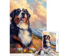 Puzzle de 1000 pièces pour Adolescents Bouvier Bernois dans Un Paysage de Montagne | Portrait paisible d'animal de Compagnie | Décoration Murale pour Femmes et Hommes | Jeu Relaxant