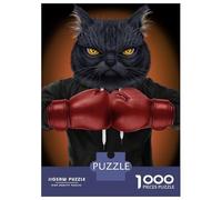 Puzzle De 1000 Pièces pour Adolescents Boxer Black Cat Puzzle Adulte Jeu Manuel Amusant Et Humoristique Interaction Parent-Enfant 70x50cm/1000pcs