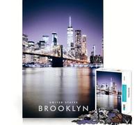 Puzzle de 1000 pièces pour Adolescents Brooklyn Bridge Park Design Finement découpé Jeu de Concentration pour se détendre et Passer Un Moment agréable Cadeau de Noël ou de Loisirs 38x26cm