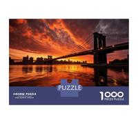 Puzzle De 1000 Pièces pour Adolescents Brooklyn Bridge Sunset-2 Puzzle pour Adolescents Analyse Et Logique Difficile Et Stimulant, Idéal comme Cadeau 38x26cm/1000pcs