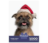 Puzzle De 1000 Pièces pour Adolescents Brussels Griffon Dog with Santa Hat Puzzle Adulte Jeu Manuel D'assemblage De Motifs Idéal comme Cadeau 70x50cm/1000pcs