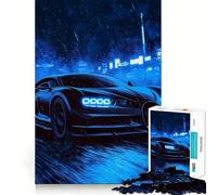 Puzzle de 1000 pièces pour Adolescents Bugatti Bleue sous la Pluie,Assemblage Fluide,Jeu de réflexion Amusant,Cadeau Relaxant,activité de Loisirs pour Noël (50x75cm)