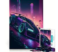 Puzzle de 1000 pièces pour Adolescents Bugatti La Voiture Noire Jeu d'adresse et de réflexion Amusant Loisirs et Divertissement Décoration de Noël pour la Maison (38x52cm)