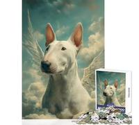 Puzzle de 1000 pièces pour Adolescents Bull Terrier ailé dans Les Nuages Jeu à Monter soi-même Jeu éducatif et Relaxant Dimensions 50x75cm