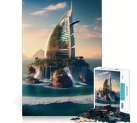 Puzzle de 1000 pièces pour Adolescents Burj Al Arab,découpe Nette,Jeu cognitif Amusant,Jeu pour Passer Le Temps,décoration de Noël pour la Maison (50x75cm)