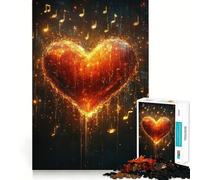 Puzzle de 1000 pièces pour Adolescents Burning Heart Music Sharp Cut Craft Cognitive Fun Play Idle Time Game Christmas Home Art (38x26cm)