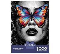Puzzle De 1000 Pièces pour Adolescents Butterfly Eyes Woman Portrait Puzzle Anti-Stress, Amusant Et Original, Cadeau Unique pour Un Anniversaire Ou Noël 70x50cm/1000pcs