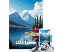 Puzzle de 1000 pièces pour Adolescents Cabane au Bord du lac Louise Jeu Amusant et addictif pour cultiver la Patience pour Femmes et Hommes Amusant et Humoristique (Dimensions 38x26cm)