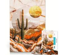 Puzzle de 1000 pièces pour Adolescents Cactus sur marbre Découpe Nette Jeu de Loisirs créatifs et cognitifs Décoration de Noël pour la Maison (50x75cm)