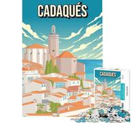 Puzzle de 1000 pièces pour Adolescents Cadaqués Paysage Urbain Affiche de Voyage Art Défi intellectuel Jouet addictif Jeu Amusant Améliore la mémoire Cadeau Artistique (Dimensions 38x26cm)