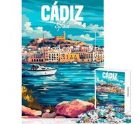Puzzle de 1000 pièces pour Adolescents Cadix Espagne Jeu éducatif et Amusant idéal pour renforcer Les Liens au Sein du Couple Dimensions 38x52cm
