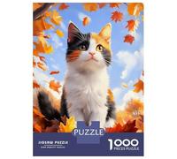 Puzzle De 1000 Pièces pour Adolescents Calico Cat in Autumn Leaves Puzzle Anti-Stress, Décoration Murale pour Anniversaire, Noël 38x26cm/1000pcs
