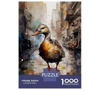 Puzzle de 1000 pièces pour adolescents Canard dans la ville Puzzle Jouets Décoration murale Décoration parfaite Cadeaux uniques pour anniversaire et Noël 38 x 26 cm/1000 pièces