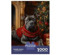 Puzzle De 1000 Pièces pour Adolescents Cane Corso in Festive Red Dog Christmas Portrait with Red Scarf Puzzle Anti-Stress, Amusant Et Original, Cadeau Unique pour Un Anniversaire Ou Noël 52x38cm/1000