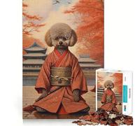 Puzzle de 1000 pièces pour Adolescents Caniche Nain et samouraï Jeu d'ajustement précis Défi Mental Moment de détente et de Divertissement Scène de Noël (38x52cm)