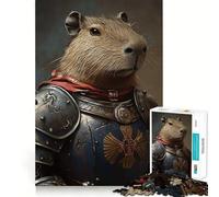 Puzzle de 1000 pièces pour Adolescents Capybara,Chevalier,Armure Fantastique,Animal,Ajustement Parfait,Jeu,Créativité,Amusant,Loisirs,Décoration de Noël pour la Maison (50x75cm)