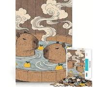 Puzzle de 1000 pièces pour Adolescents Capybaras dans Un Bain de Yuzu,Jeu de Loisirs créatifs et cognitif,idéal pour Les Temps Morts,décoration de Noël (38x26cm)