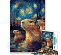 Puzzle de 1000 pièces pour Adolescents Capybaras sous Un Ciel étoilé,découpe Nette,Jeu cognitif Amusant,Divertissement pour Les Temps Morts,décoration de Noël pour la Maison (50x75cm)