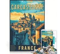 Puzzle de 1000 pièces pour Adolescents, Carcassonne en France, Jeu éducatif, décoration Parfaite, liste de souhaits avec Le Père Noël 50x75cm