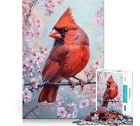 Puzzle de 1000 pièces pour Adolescents Cardinal en Fleurs,découpe Nette,Jeu cognitif,Cadeau pour des Moments de Calme,décoration de Noël (38x26cm)