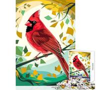 Puzzle de 1000 pièces pour Adolescents Cardinal stylisé dans Une forêt colorée décoration intérieure Jouet Amusant cassetête Stimulant Format 38x52cm