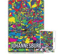 Puzzle de 1000 pièces pour Adolescents - Carte de Johannesburg Style Pop Art - Casse-tête - Jeu Familial - Découpe de précision - Cadeau d'anniversaire - Dimensions 38x26cm